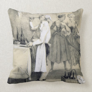 Gluttony in der Küche, von einer Reihe Drucken d Kissen