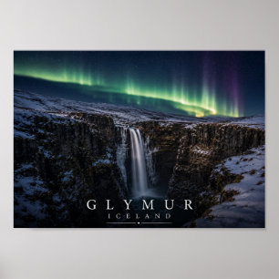 Glymur Wasserfall Canyon Island A4 Poster