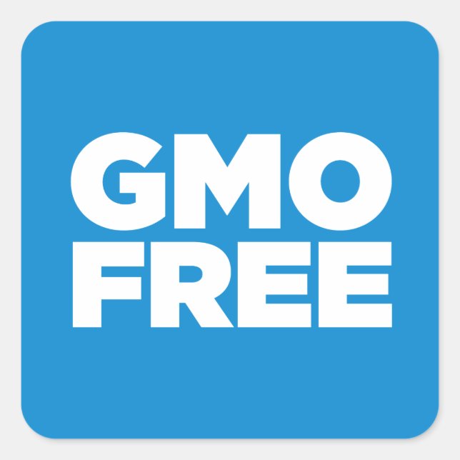 GMO FREI (BLAU) QUADRATISCHER AUFKLEBER (Vorderseite)