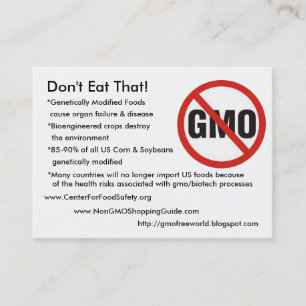 GMO-Frei, essen Sie nicht das! , *Genetically Visitenkarte