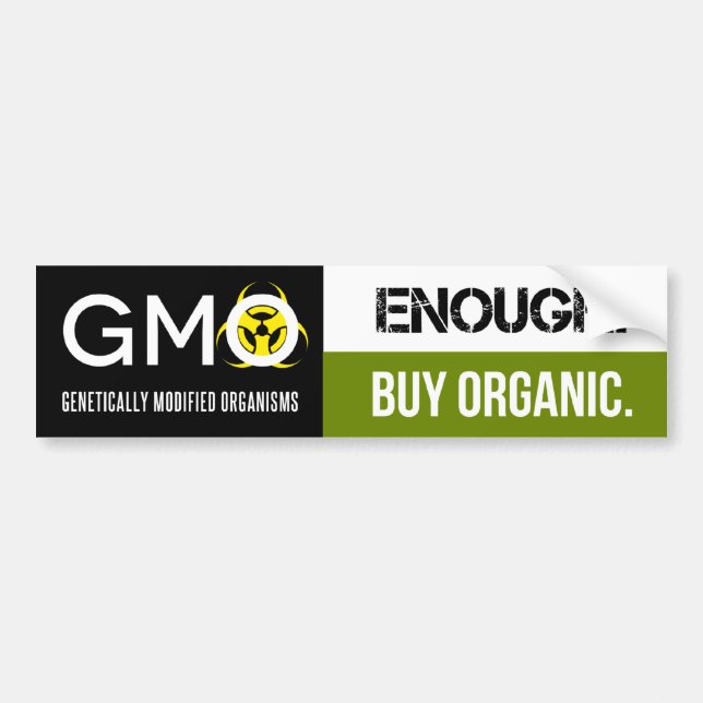 GMO - genug.  Kaufen Sie Bio Autoaufkleber (Vorne)