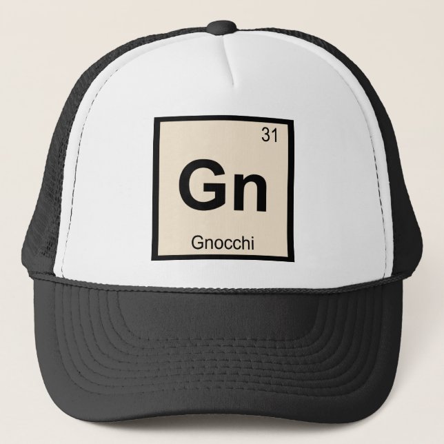 Gn - Gnocchi Chemistry Periodisches Tabellensymbol Truckerkappe (Vorderseite)