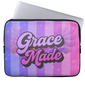 Gnade machte christlichen Glauben lila und rosa Laptopschutzhülle