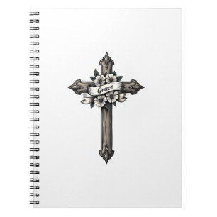 Gnadenkreuz graviertes christliches T-Shirt (1) Notizblock