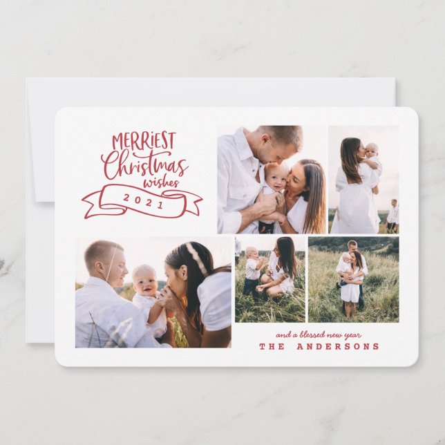 gnädiges, modernes Script-Foto Feiertagskarte (Vorderseite)