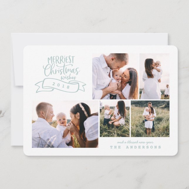 gnädiges, modernes Script-Foto Feiertagskarte (Vorderseite)