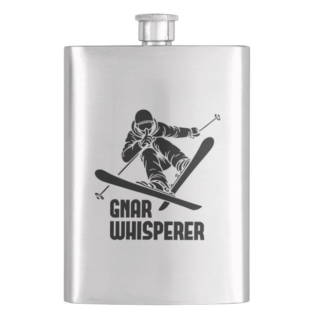 Gnar Whisperer Skiing Flachmann (Vorderseite)