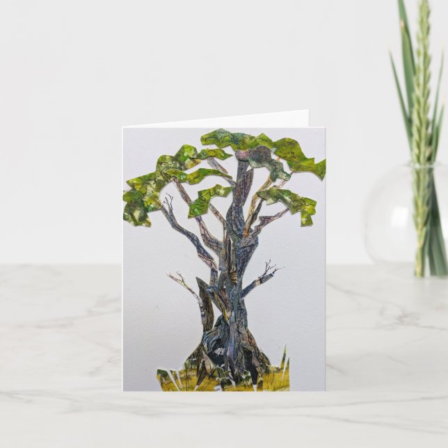 Gnarled Tree a Aquarellkollage Karte (Vorderseite)