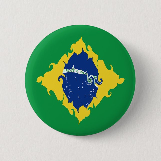 Gnarly Flagge Brasiliens Button (Vorderseite)