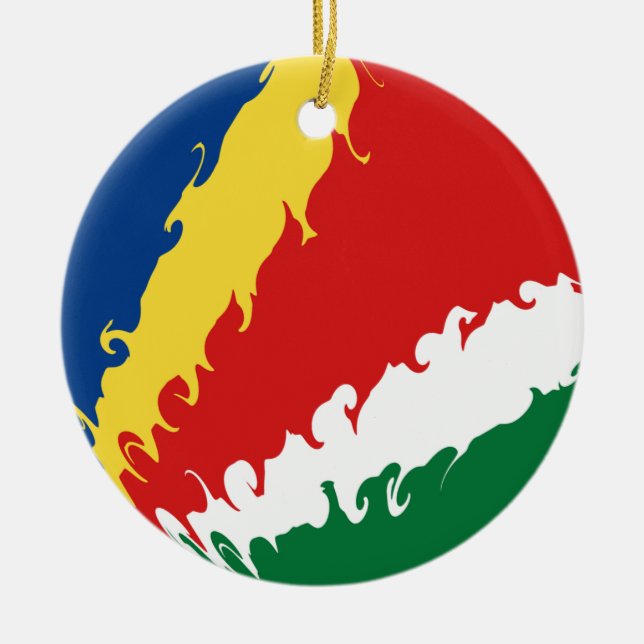 Gnarly Flagge Seychellen Keramik Ornament (Vorne)
