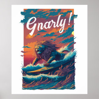 Gnarly! Löwensurfer, Personalisiert Poster