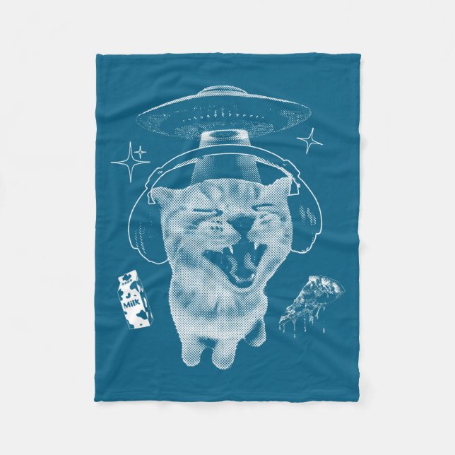 Gnarp Cat Silly Alien Cat Meme Brainrot Funny Meme Fleecedecke (Vorderseite)