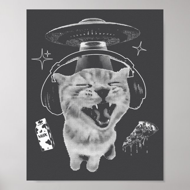 Gnarp Cat Silly Alien Cat Meme Brainrot Funny Meme Poster (Vorne)