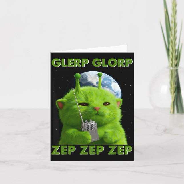 Gnarp Cat Silly Alien Cat Meme Brainrot Meme Funny Karte (Vorderseite)