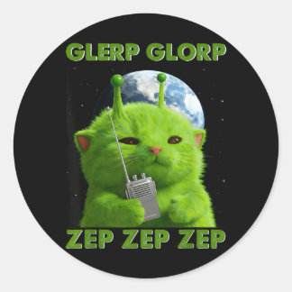 Gnarp Cat Silly Alien Cat Meme Brainrot Meme Funny Runder Aufkleber