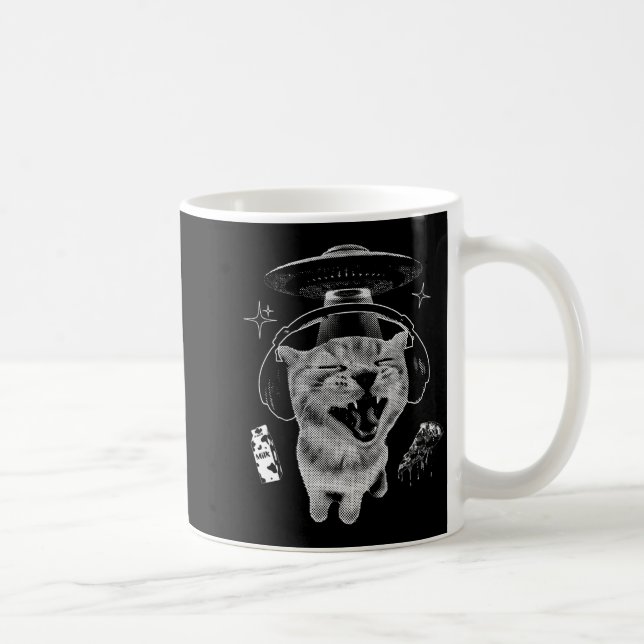 Gnarp-Katze Dummes Alien-Katze Meme Brainrot Lusti Kaffeetasse (Rechts)