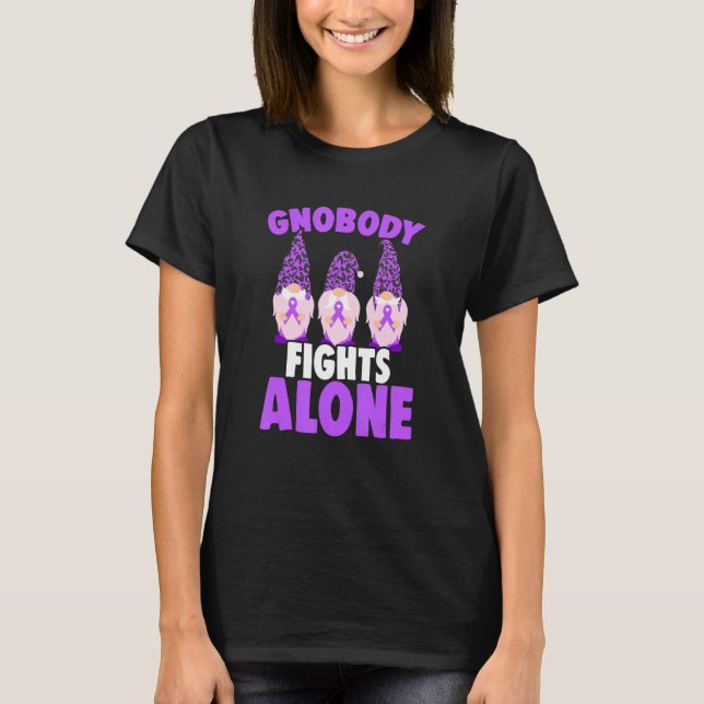 Gnobody Fights Alone Epilepsy Gnome Epilepsy Aware T-Shirt (Vorderseite)