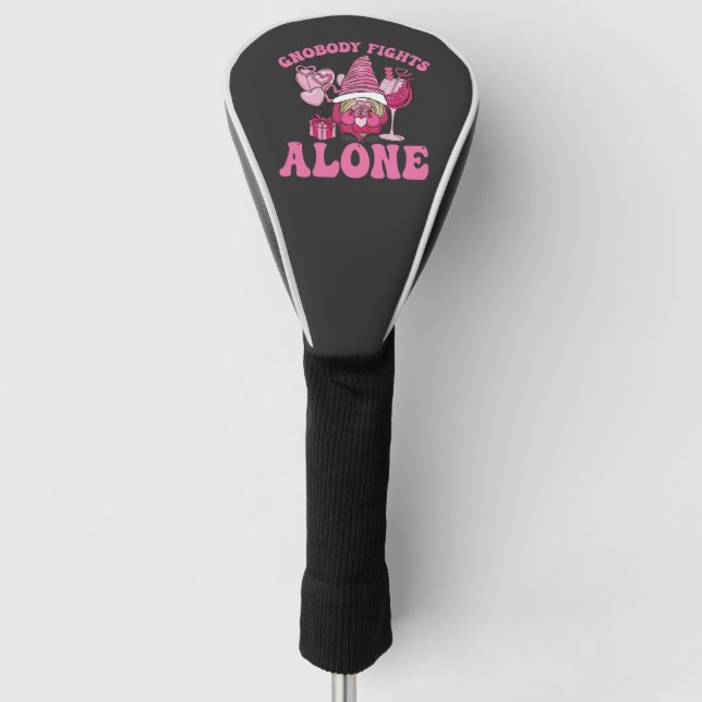Gnobody kämpft allein Funny Cancer Awareness Gnome Golf Headcover (Vorderseite)
