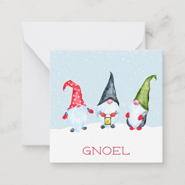 Gnoel Christmas Gnomes Note Card Mitteilungskarte (Vorderseite)