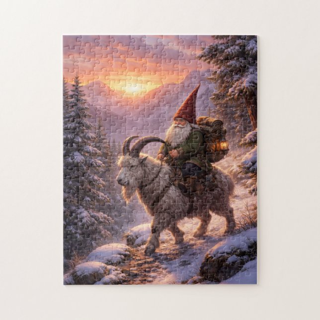 Gnom auf einem Bergziegen reitend Puzzle (Vertikal)