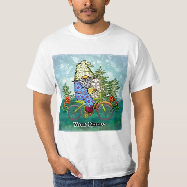Gnom auf Fahrrad T-Shirt (Vorderseite)