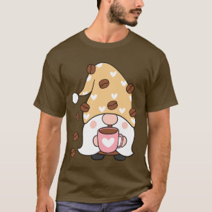 Gnom-Cafe-Liebhaber-Kaffebohnenmütze mit Herzen T-Shirt