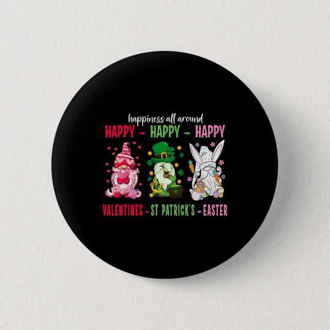 Gnom glücklich St. Patrick Ostern Valentinstag Fre Button (Vorderseite)