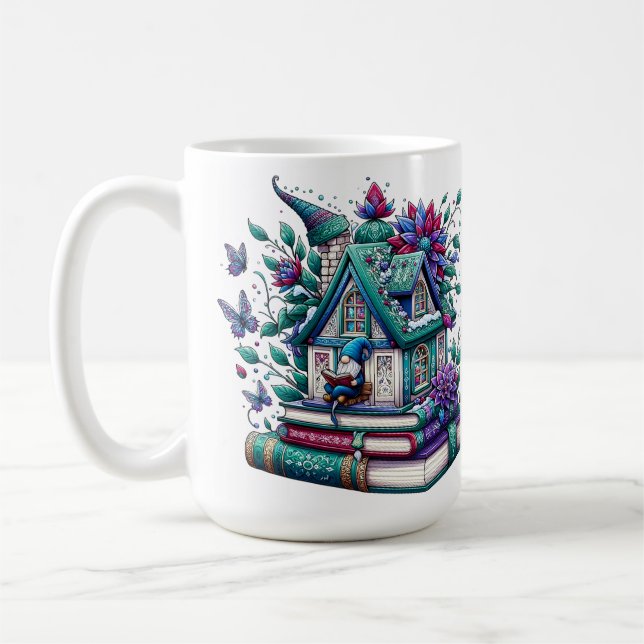 Gnom mit Büchern  Kaffeetasse (Links)