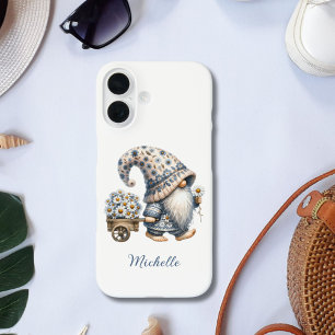 Gnom mit personalisiertem Monogramm und Gänseblümc iPhone 16 Hülle