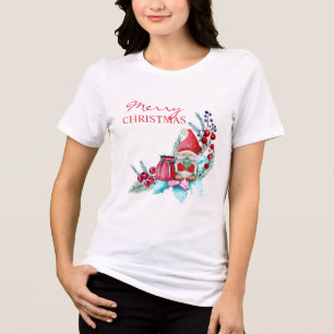 Gnom Mit Weihnachtsbaum T-Shirt Tri-Blend Shirt