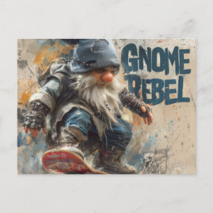 Gnom-Rebell Skateboarding-Grafik-Kunstwerk Postkarte