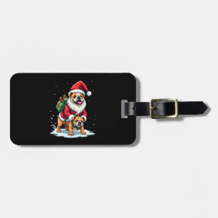 Gnom Reitet auf English Bulldog Weihnachten Xmas J Gepäckanhänger