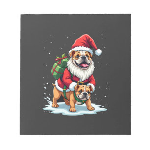 Gnom Reitet Englische Bulldogge Weihnachten Xmas J Notizblock