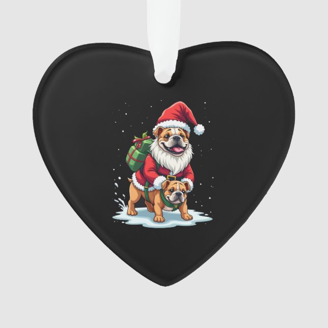 Gnom Reitet Englische Bulldogge Weihnachten Xmas J Ornament (Vorderseite)