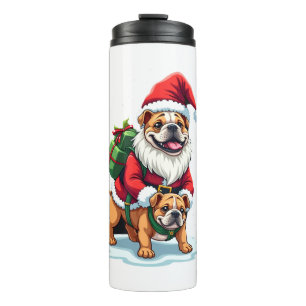 Gnom Reitet Englische Bulldogge Weihnachten Xmas J Thermosbecher