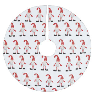 Gnom roter weißer grauer Cartoon-Weihnachtsmuster Polyester Weihnachtsbaumdecke