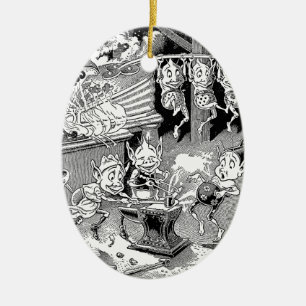 Gnom-Schmied an der Esse Keramikornament