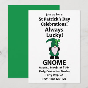 Gnom Shamrock Glückspilz St. Patricks Tag Gnom Einladung