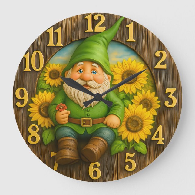 Gnom Sonnenlicht Elf Garten Uhr (Vorderseite)