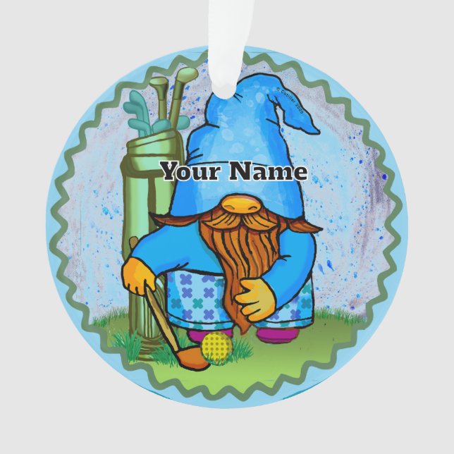 Gnom spielt Golf  Ornament (Vorderseite)