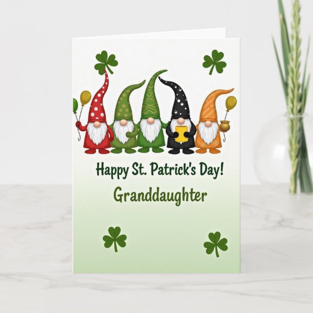 Gnom St. Patrick's Day Enkelin Karte (Vorderseite)