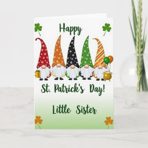 Gnom St. Patrick's Day Karte für kleine Schwester