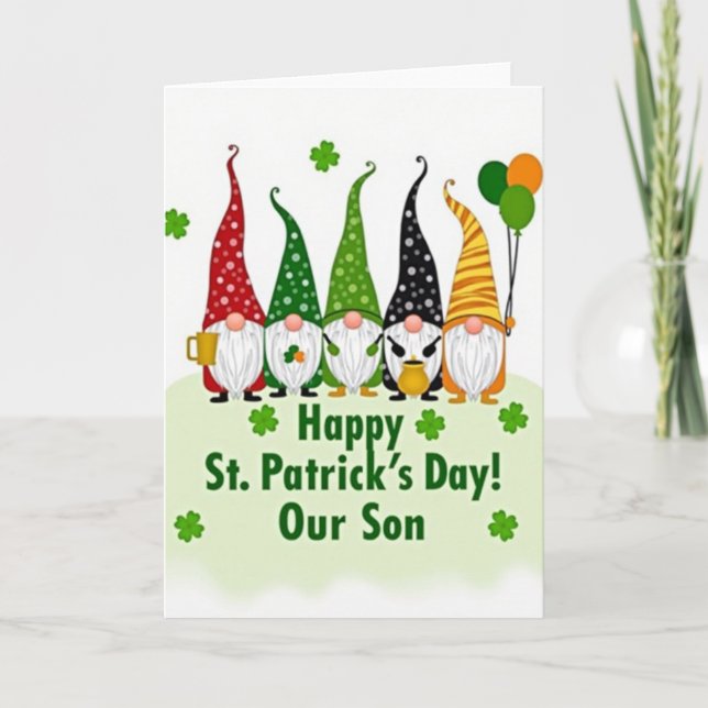 Gnom St. Patricks Day Sohn Karte (Vorderseite)