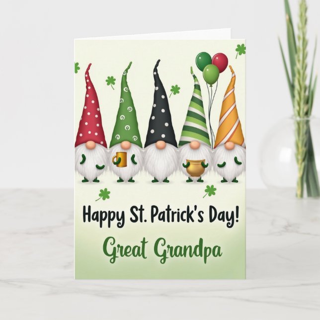 Gnom St. Patrick's Day Urgroßvater Karte (Vorderseite)