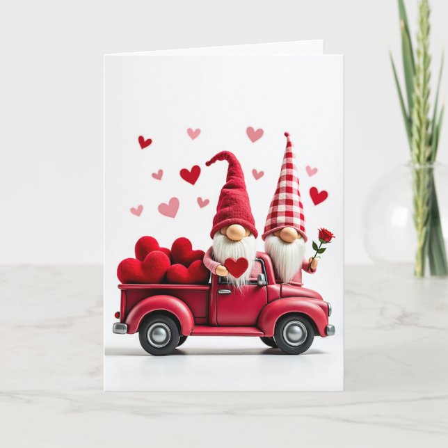 Gnom Valentins Liebe LKW Karte (Vorderseite)