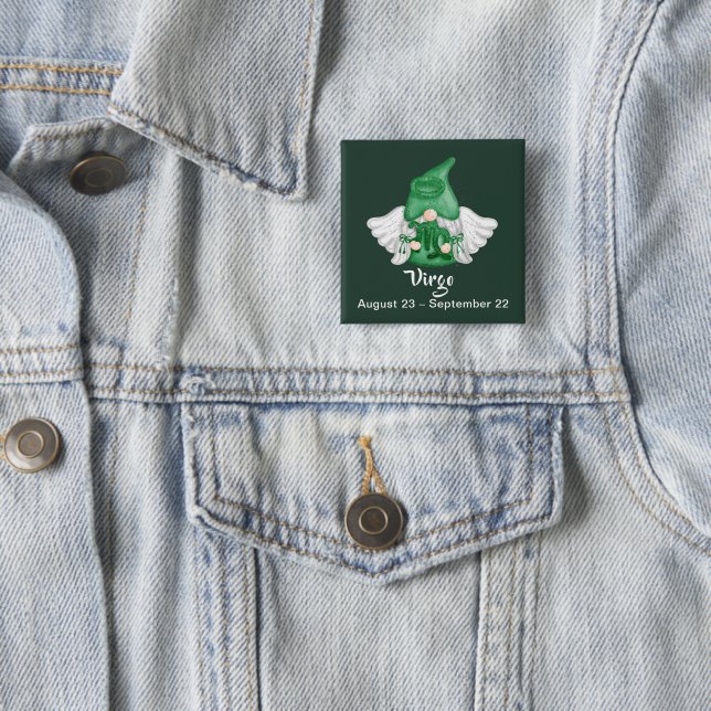 Gnom Virgo Astrologie-Sternzeichen Engel Pin-Back  Button (Beispiel)