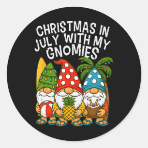 Gnom-Weihnachten im Juli mit meinen Gnomies Sommer Runder Aufkleber