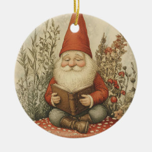 Gnom-Weihnachtsschmuck für Bücherliebhaber Keramik Ornament