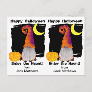 Gnom-Zauberer-Schulparty-Halloween-Karte Postkarte