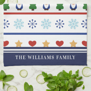 Gnomaden & Schneeflocken Weihnachtsmuster - Name Handtuch